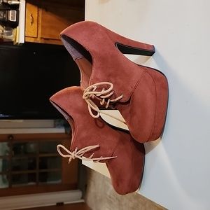 Burnt orange suede platform heels